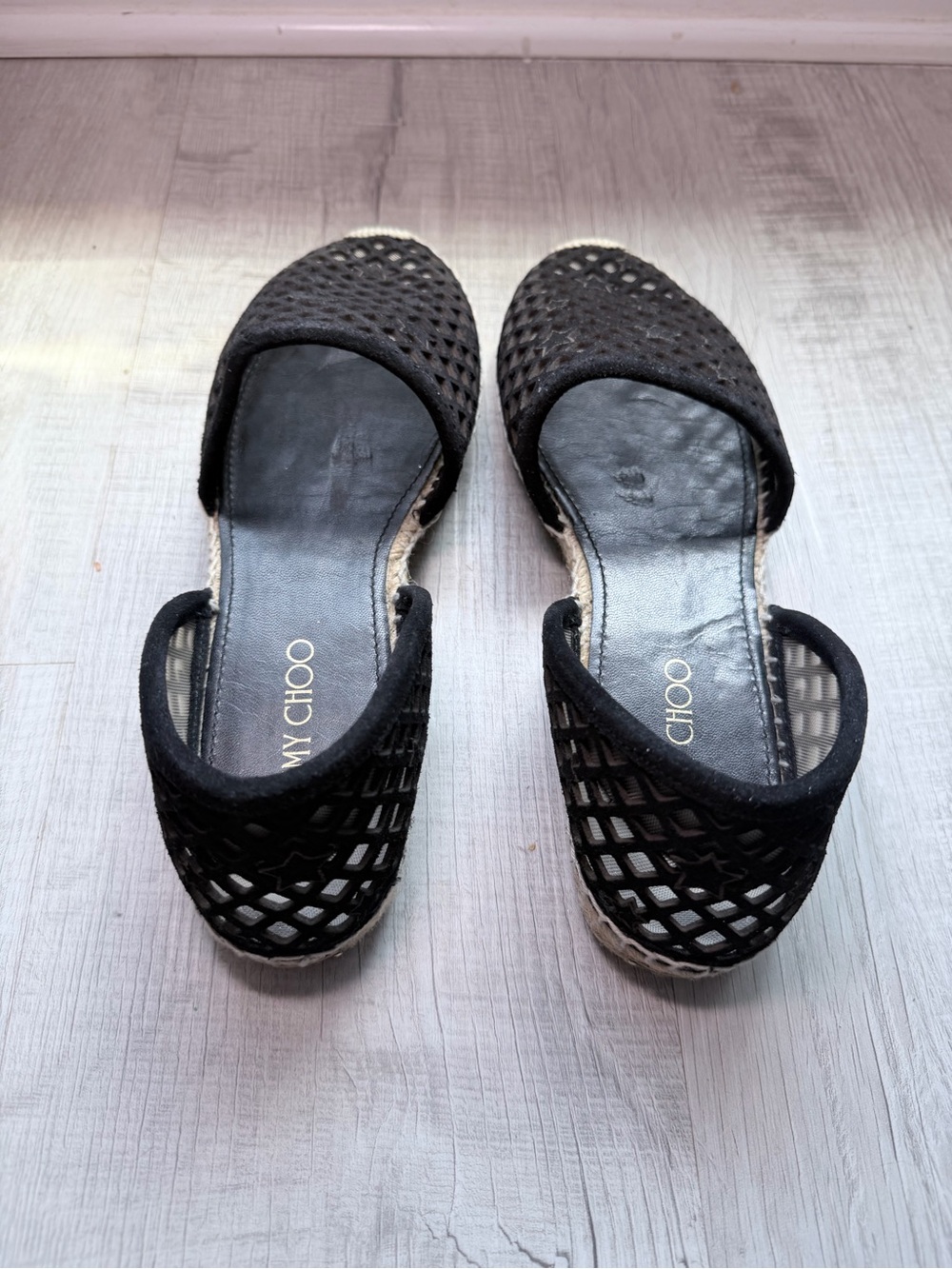 Jimmy Choo Dreya Star Mesh Espadrille Flats Black D’Orsay EU 41 - Picture 2 of 10